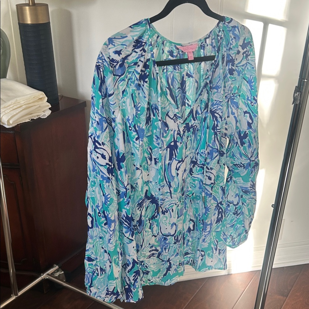 Lilly Pulitzer Vibrant Blue and Green Blouse
